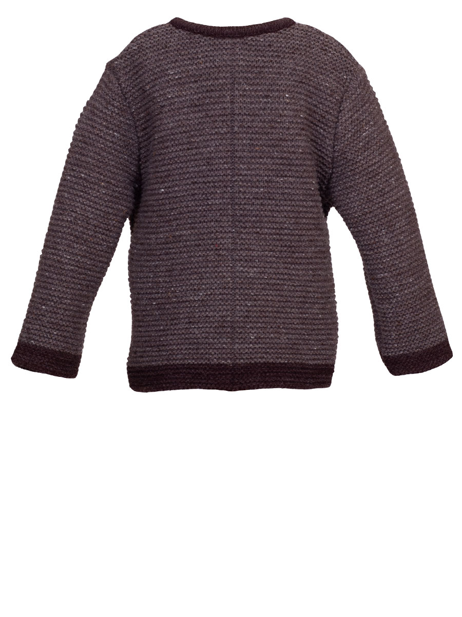 Ederer Kinderstrickjacke, Buben, braun meliert, braune Einfassung #3
