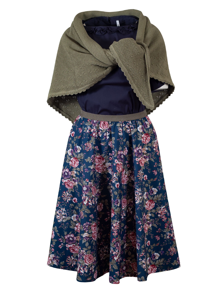 Wallmann Bluse dunkelblau, Rüschenkragen, 3/4-Arm, Rückenfalte #2