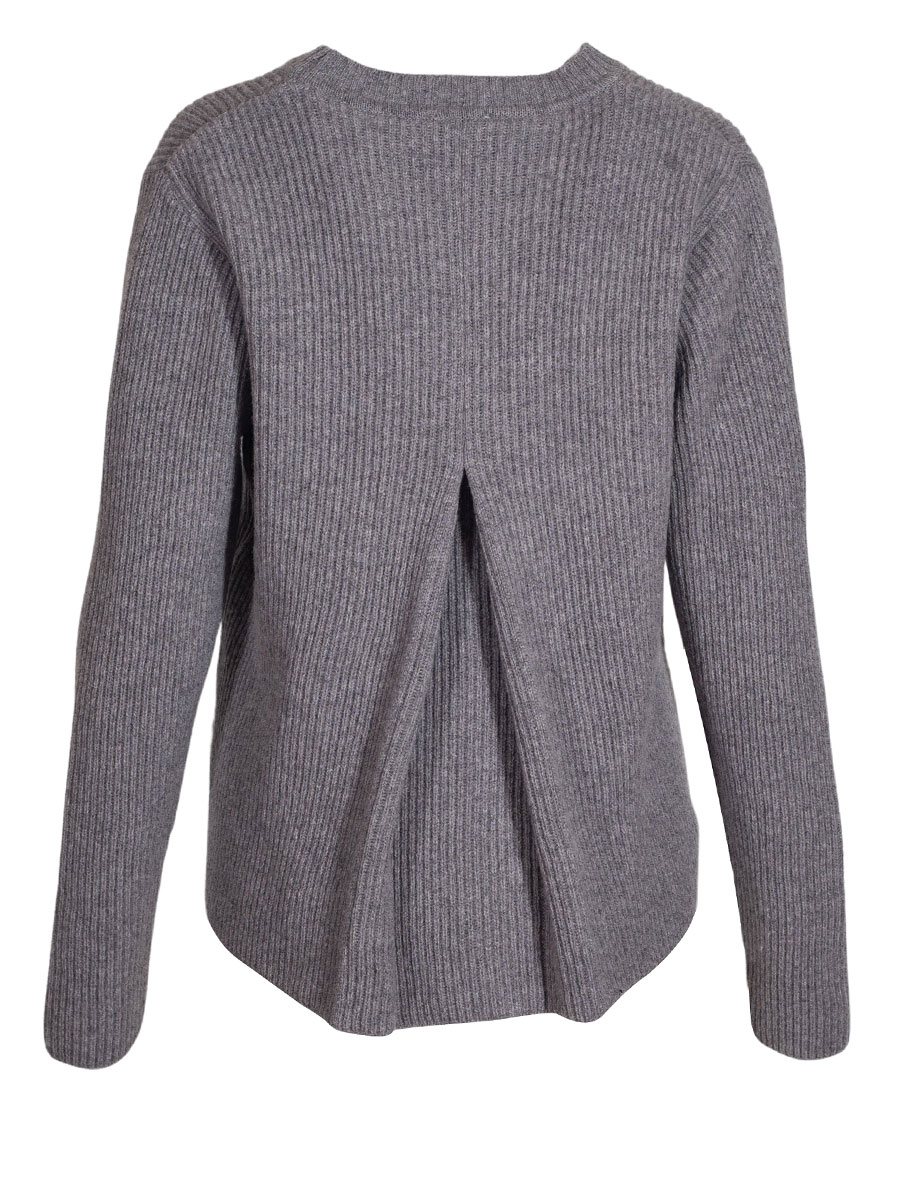 Huber Strickpullover Jelena, stein, Rückenfalte #3