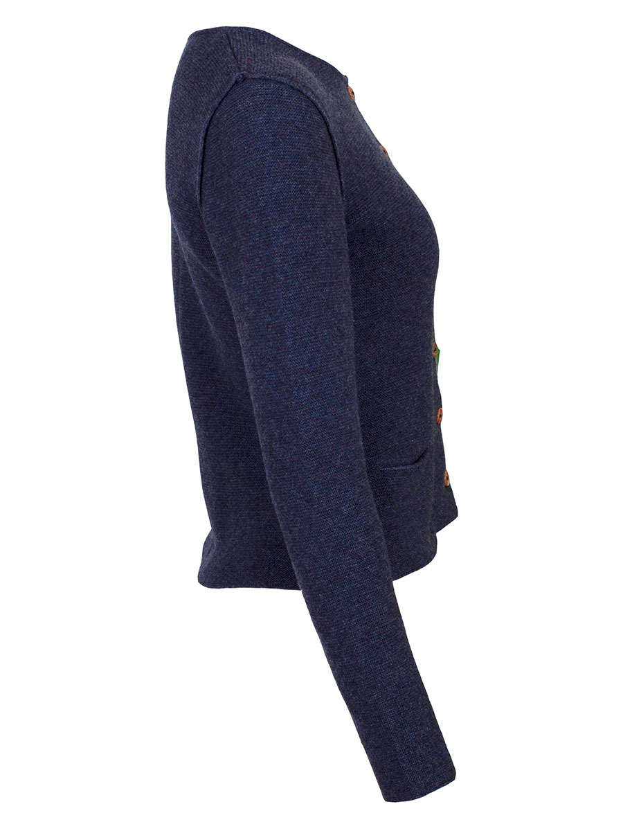 Heidi Strickjacke, jeansblau, Perlmuttknöpfe, glatt gestrickt, fein #3