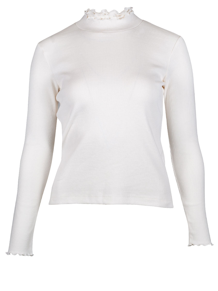 Hammerschmid Langarmshirt Ache, cremeweiß, gerippt, Rüschen #1