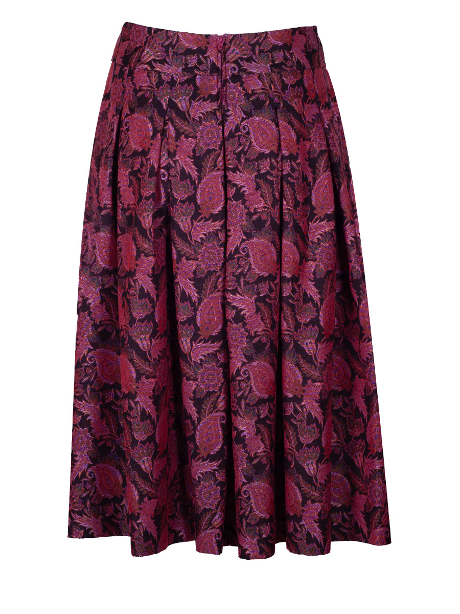 Hiebaum Faltenrock Damen, bordeaux, Muster, gewebt, festlich #5