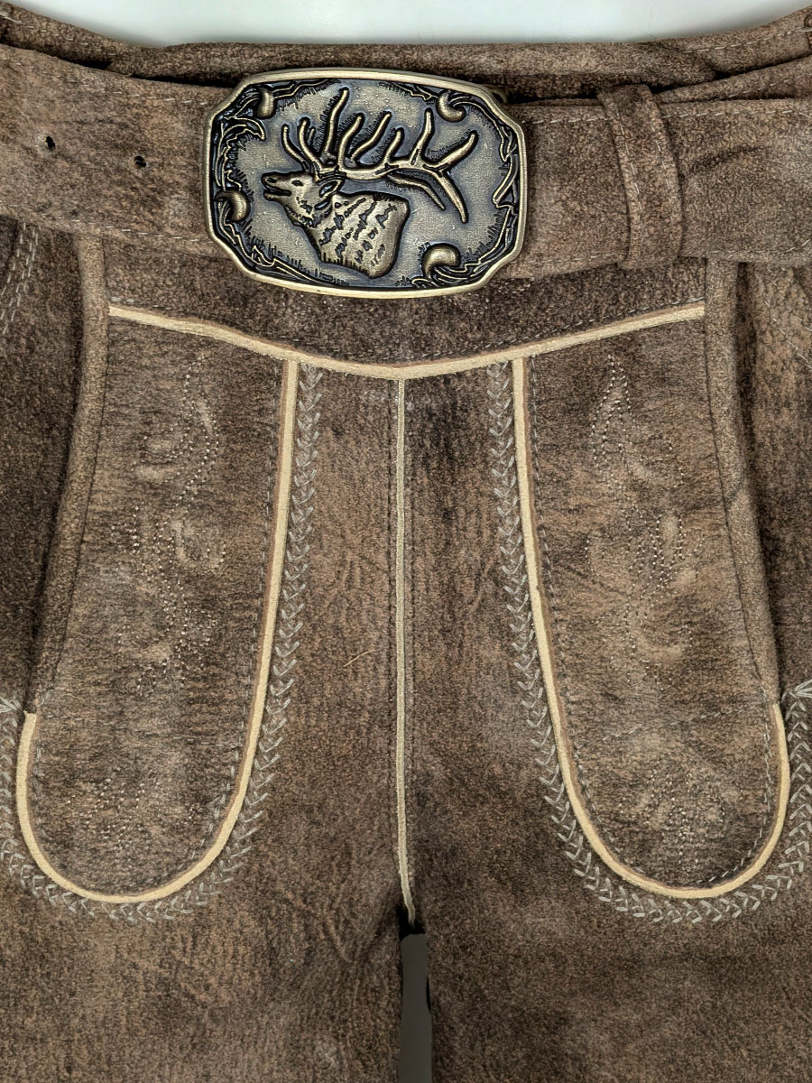 Spieth & Wensky Kurze Lederhose Rampoldi mit Gürtel, honey, heller Stick #2