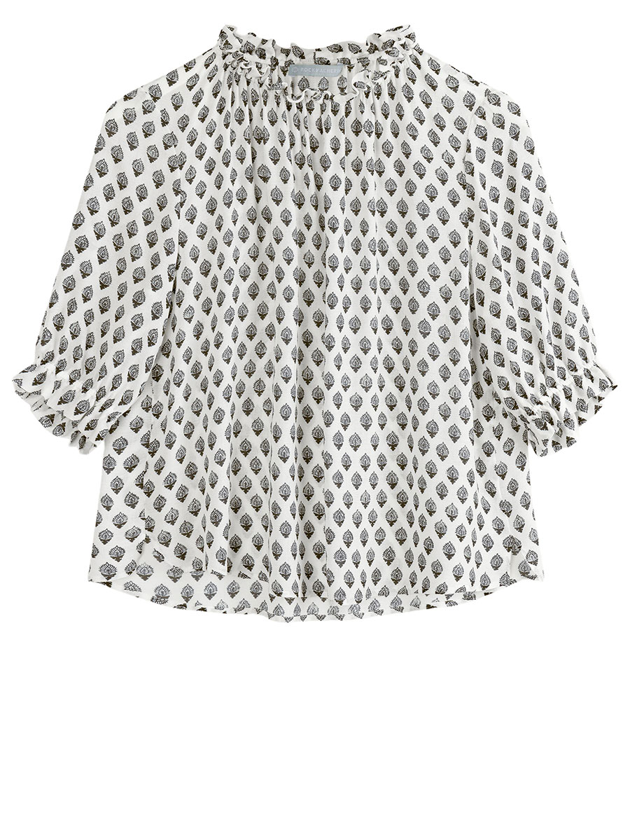 Rockmacherin Bluse Erna, weiß, schwarz gemustert #1