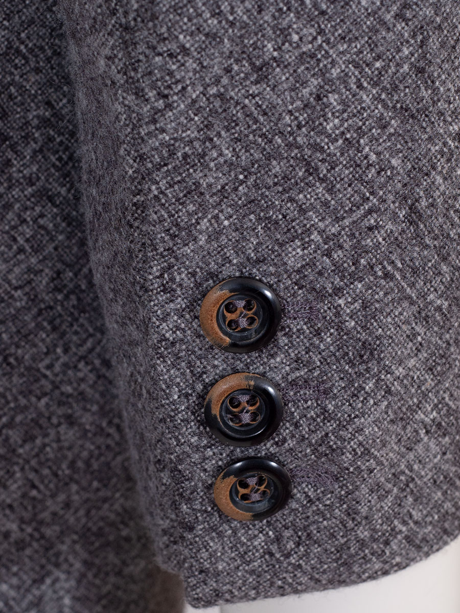 Herrenmantel Constantin grau meliert, Loden, Revers #7
