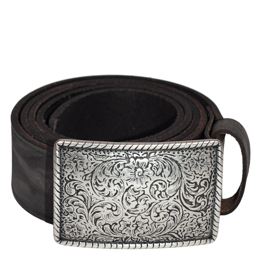 Töpfer Ledergürtel Herren, grau-schwarz, eckige Schließe #2