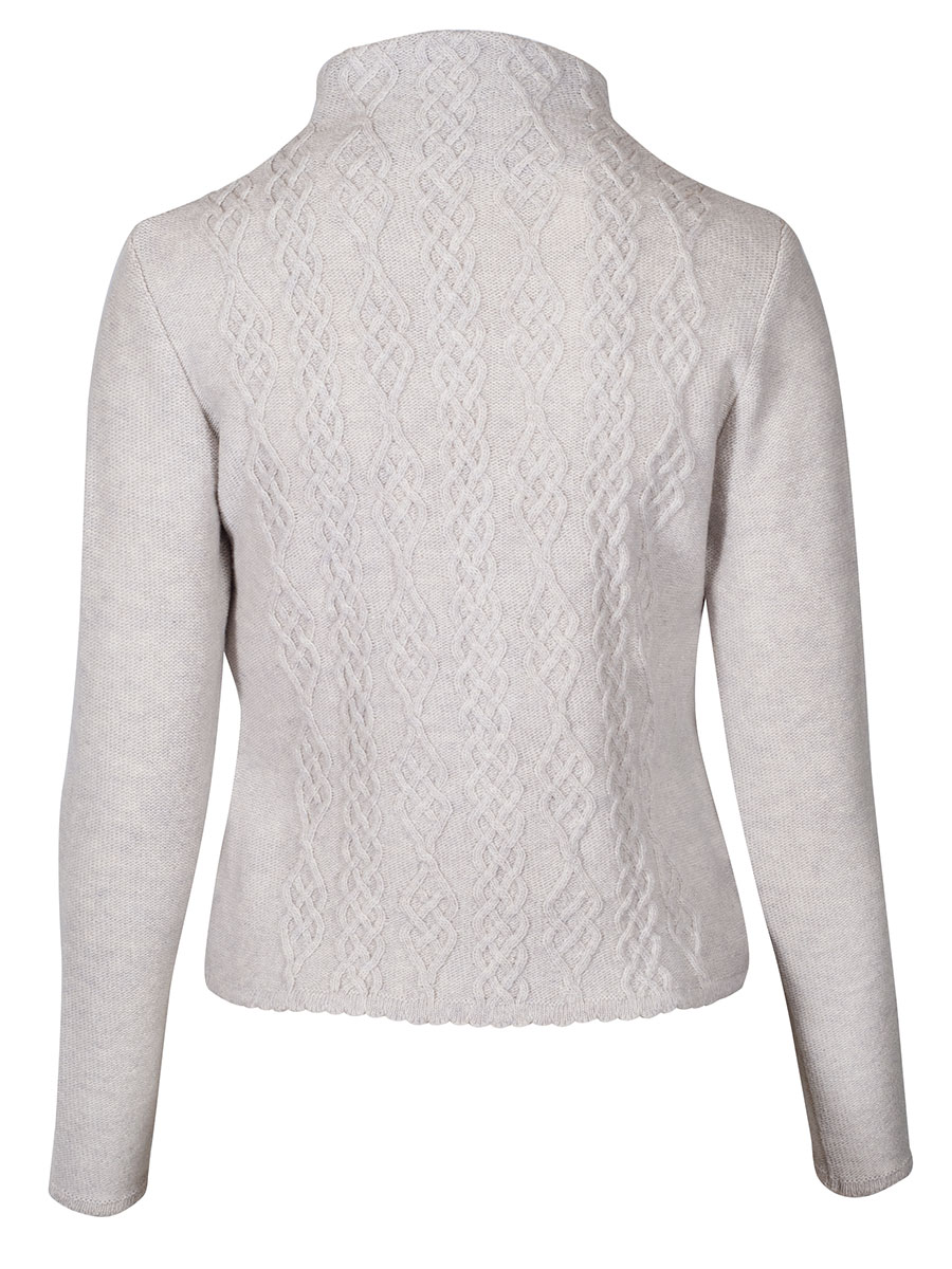 Stapf Strickjacke Dalia, ecru, Zopfmuster, Kelchkragen #2