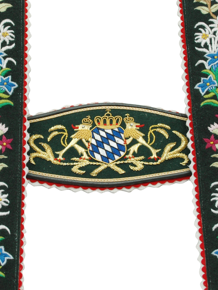 Träger Werdenfelse handgestickt, Löwe, grün #2