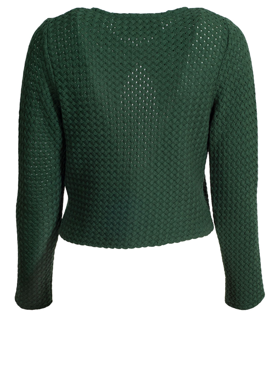 Boos Strickjacke grasgrün, aufwendiges Muster, offen, nur 1 Knopf #2