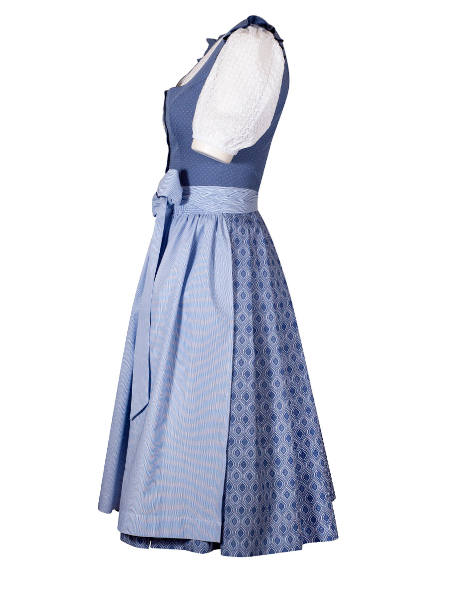 Hammerschmid Dirndl Ledrosee, mittelblau, Flügelarme, 70lg #3