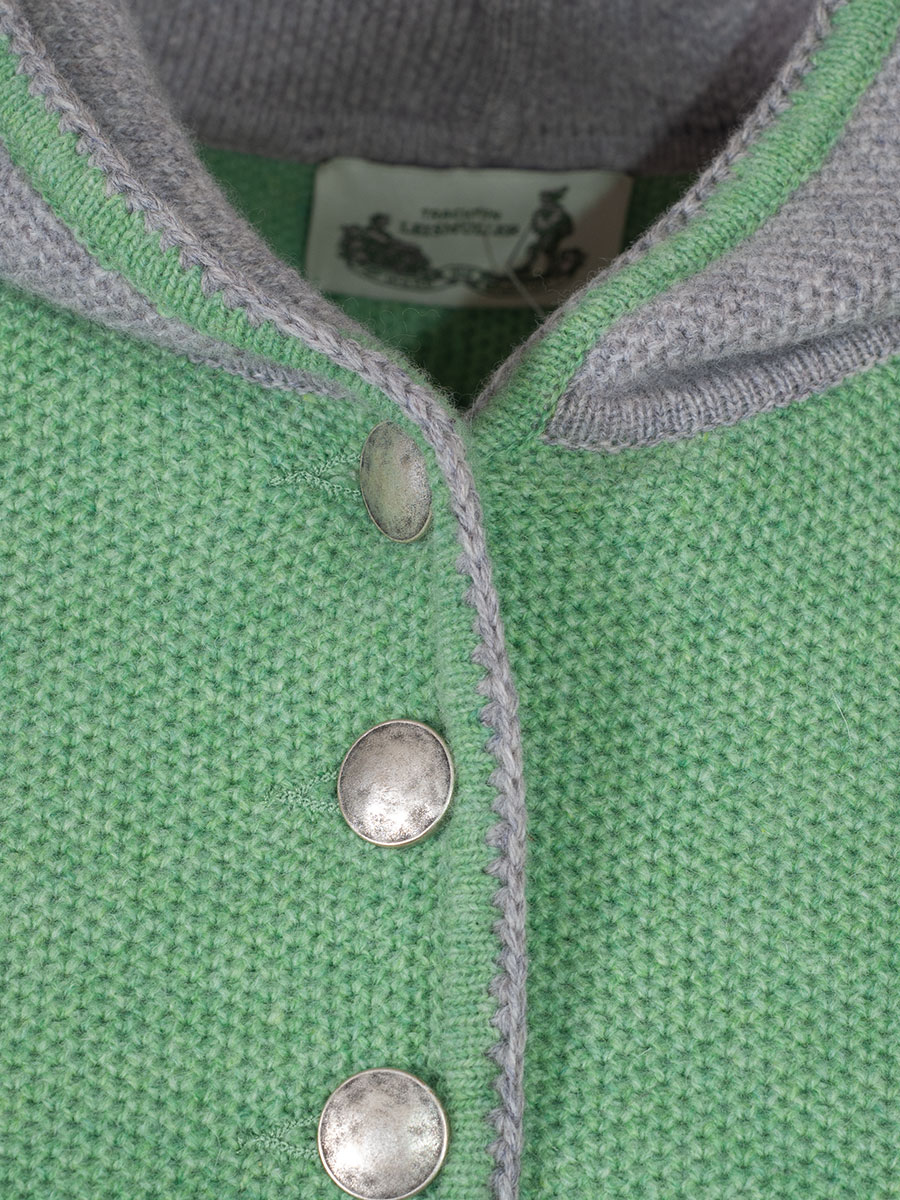 Astrifa Bischofshofen Strickjacke, minze, graue Abschlüsse, Kapuze #6