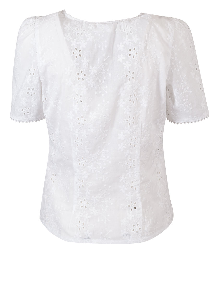 Berwin & Wolff Miederbluse, weiß, Kurzarm, Lochmuster, Schleife #4
