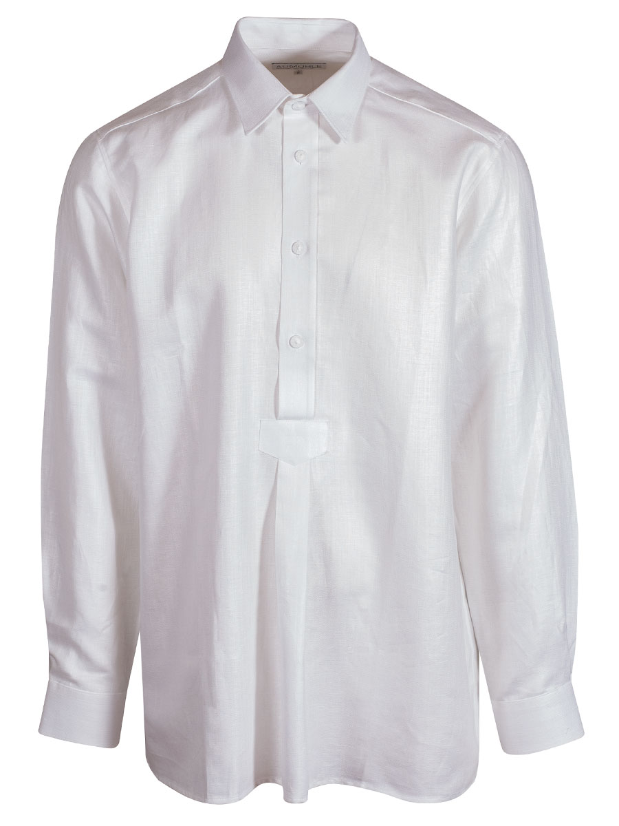 Waldorff Trachtenhemd, weiß, Fischgratmuster, Pfoad, Liegekragen #1