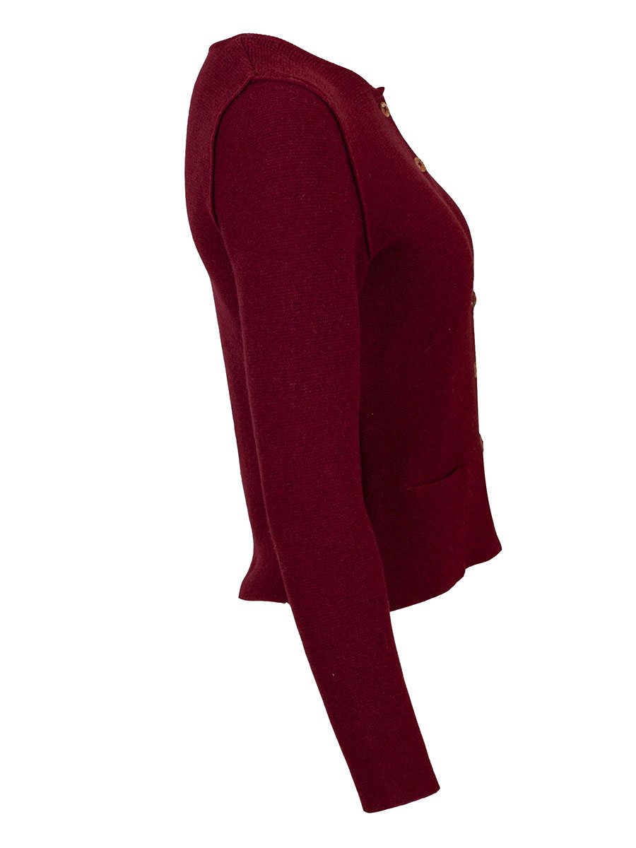 Heidi Strickjacke, bordeaux, Perlmuttknöpfe, glatt gestrickt, fein #3