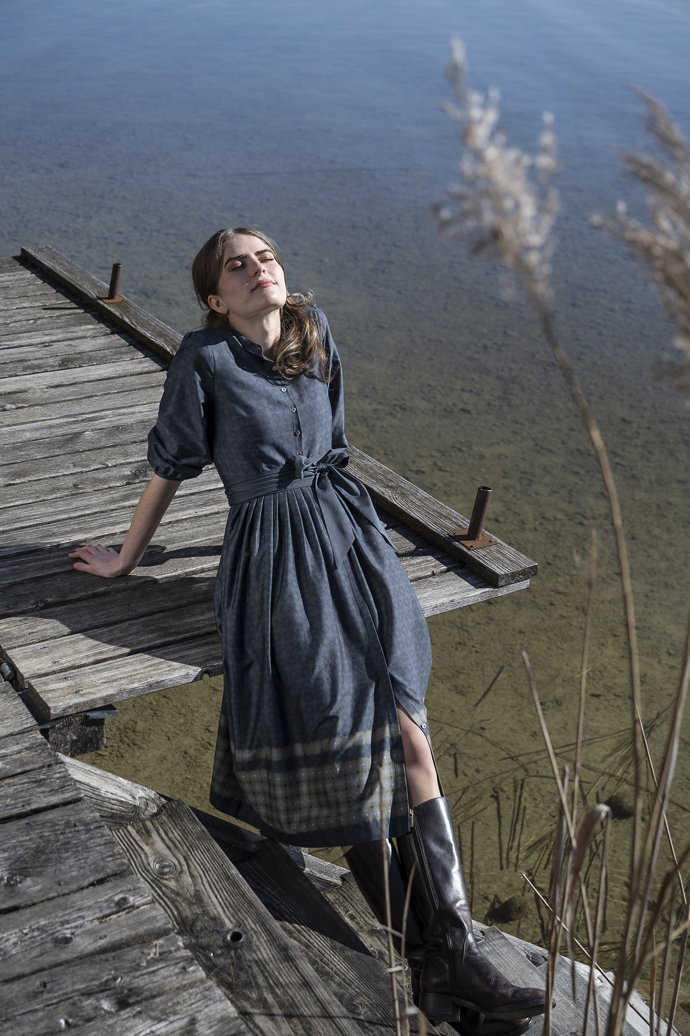 Die Rockmacherin Kleid Elena, anthrazit, gemustert, Langarm #3