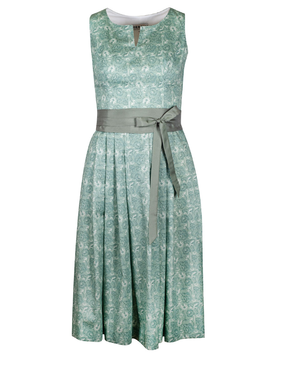 Hiebaum Damenkleid, gemustert, grün, mit Schleifenband #1