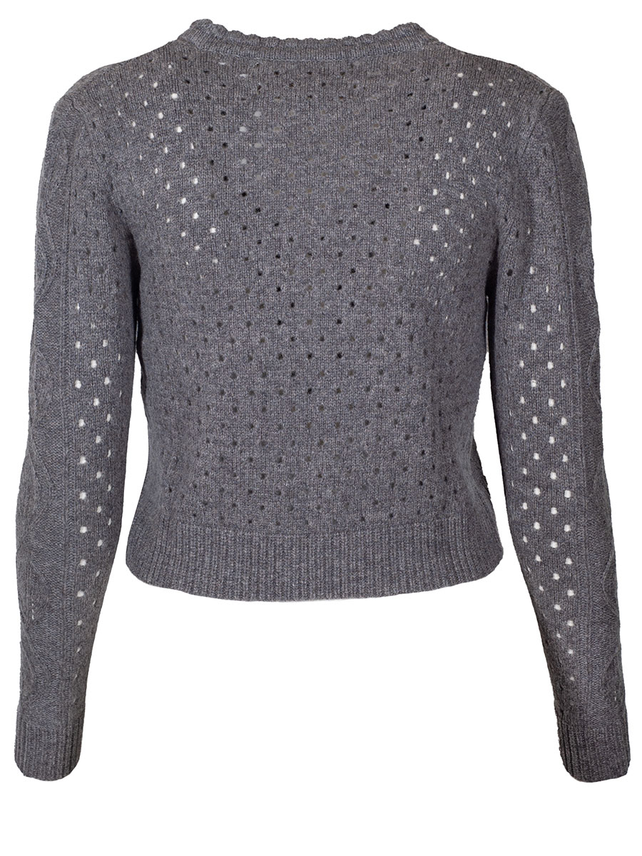 fei scho schee Strickjacke, midgrey, Lochmuster, Schleifen #2