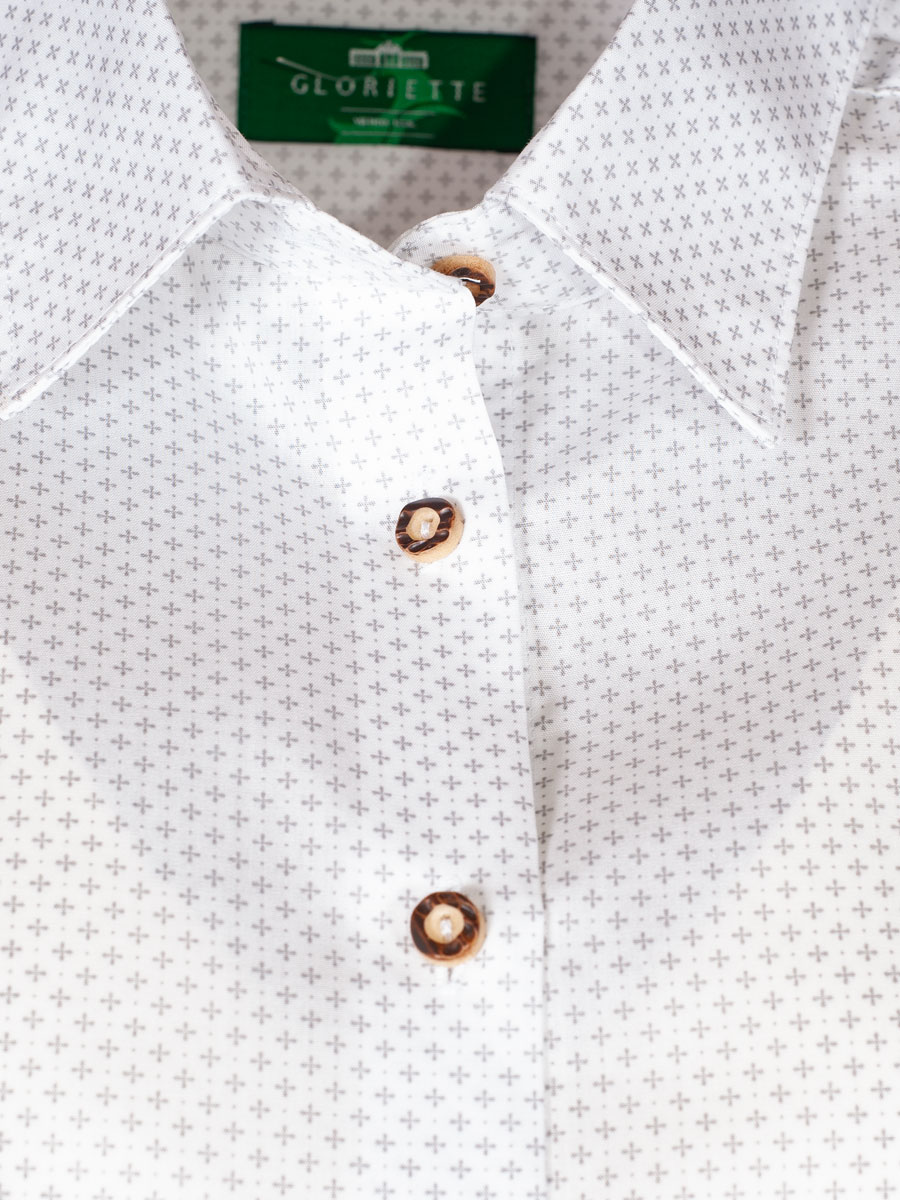 Gloriette Damenbluse, weiß-grau, 3/4-Arm #2