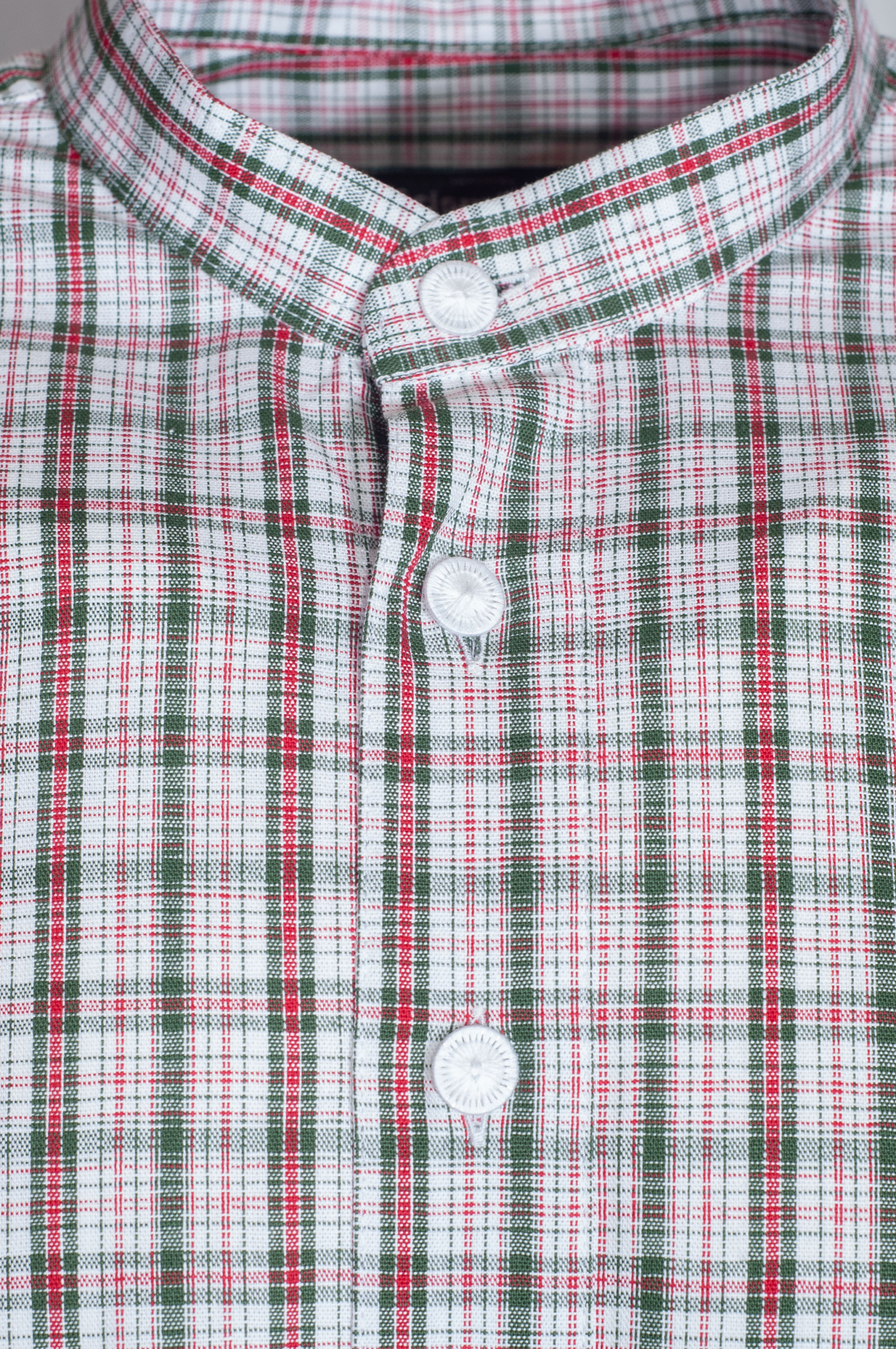 Arzberger Herrenhemd, tanne-rot kariert, Stehkragen, Pfoad, Slim Line #2