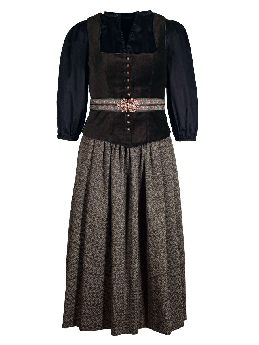 Anno Domini Faltenrock Stasi, oliv, gemustert, lang #2