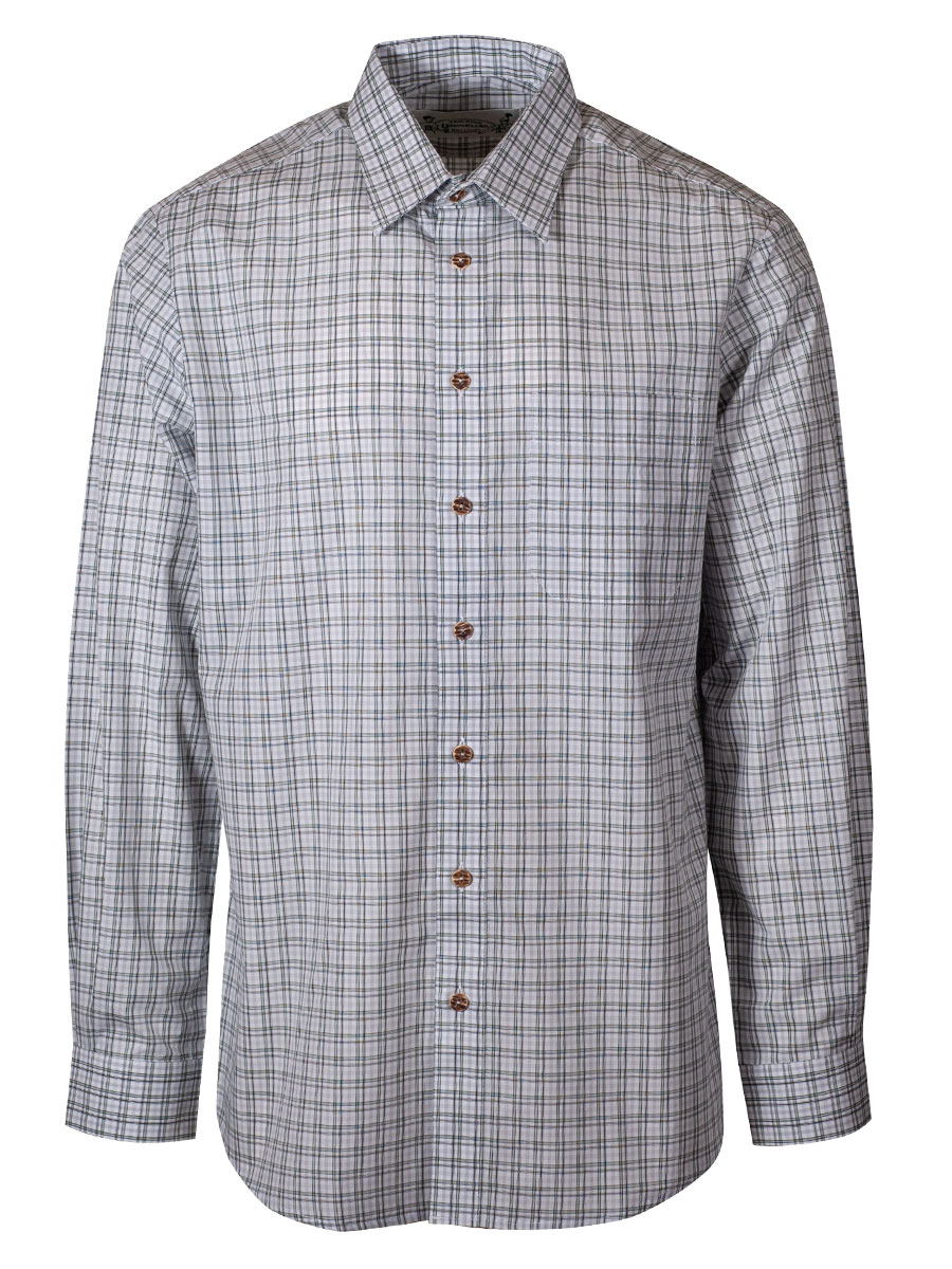 Arzberger Herrenhemd, grün, kariert, Liegekragen, durchgeknöpft, Slim #1