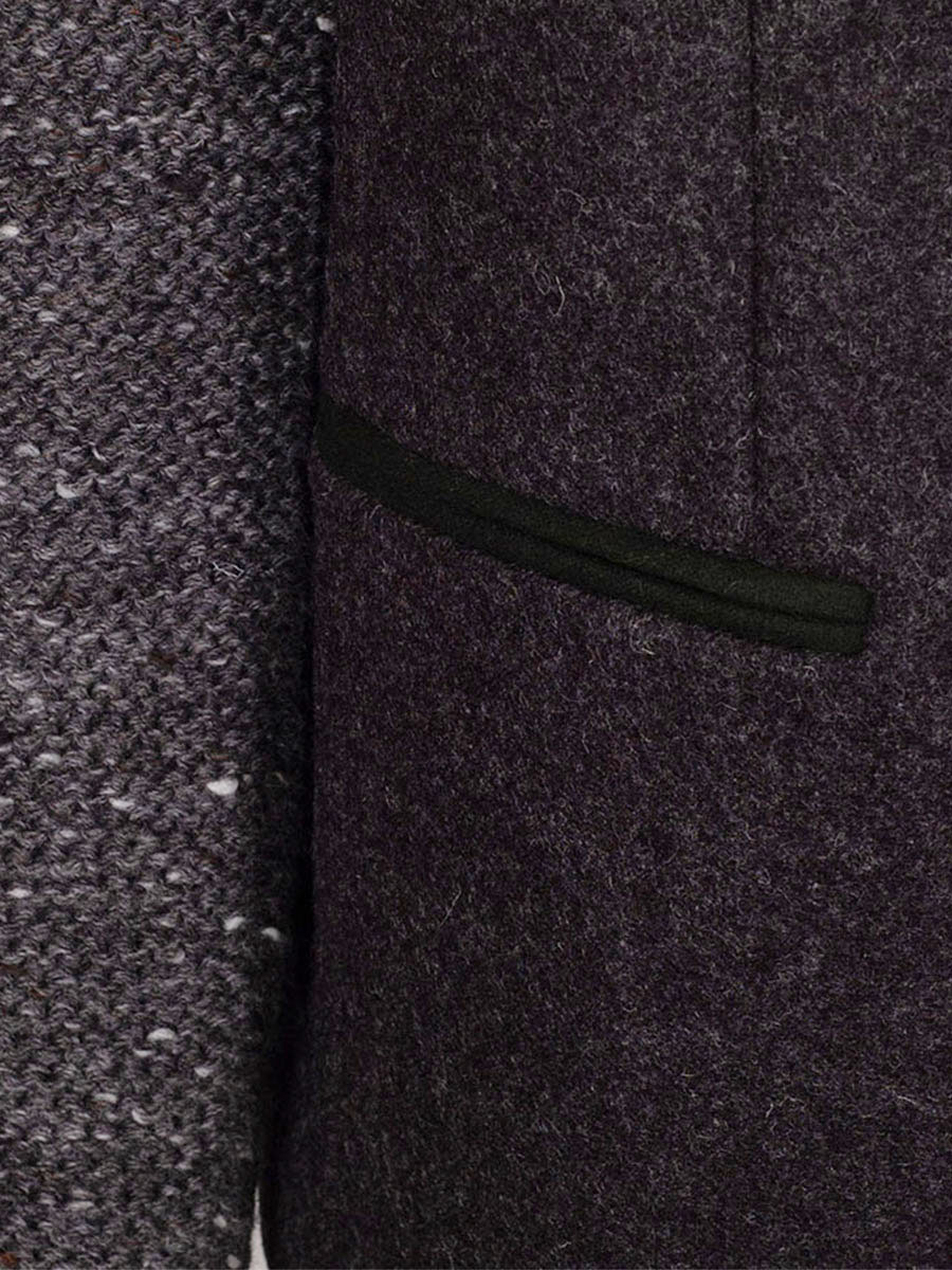 Klotz Lodenjoppe Waxenstein mit Strickarm grau, grüner Kragen #4