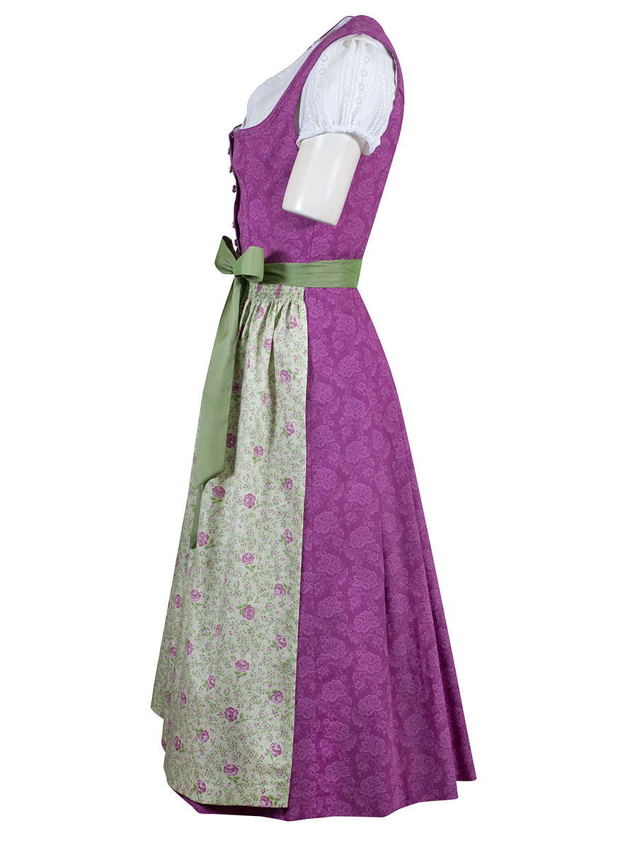 Wenger Baumwolldirndl Christina, rosa, geblümte Schürze, 80lg #2