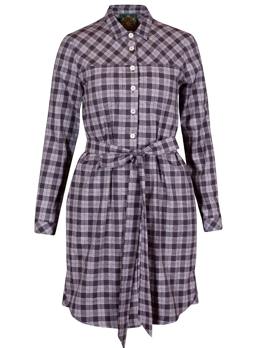 Hammerschmid Hemdkleid Zellersee, schwarz kariert, Stoffgürtel #1