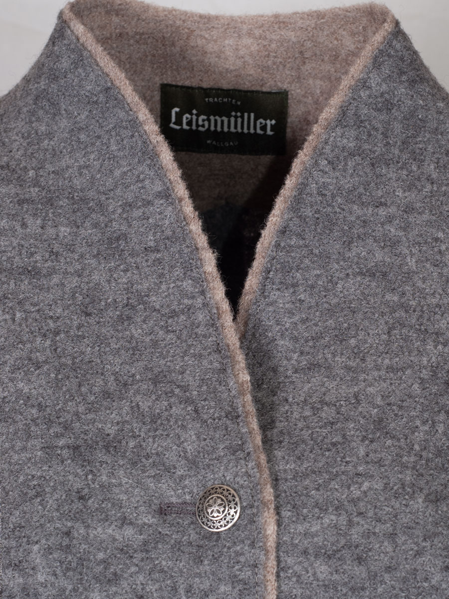 Kaiseralm Walkjacke Wendy, grau, beige Einfassung, Kelchkragen #3