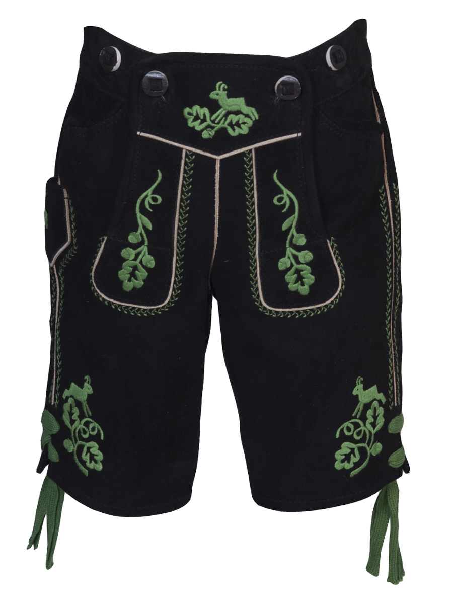 Kurze Lederhose Originaltracht Feldwies Wildbock schwarz #1