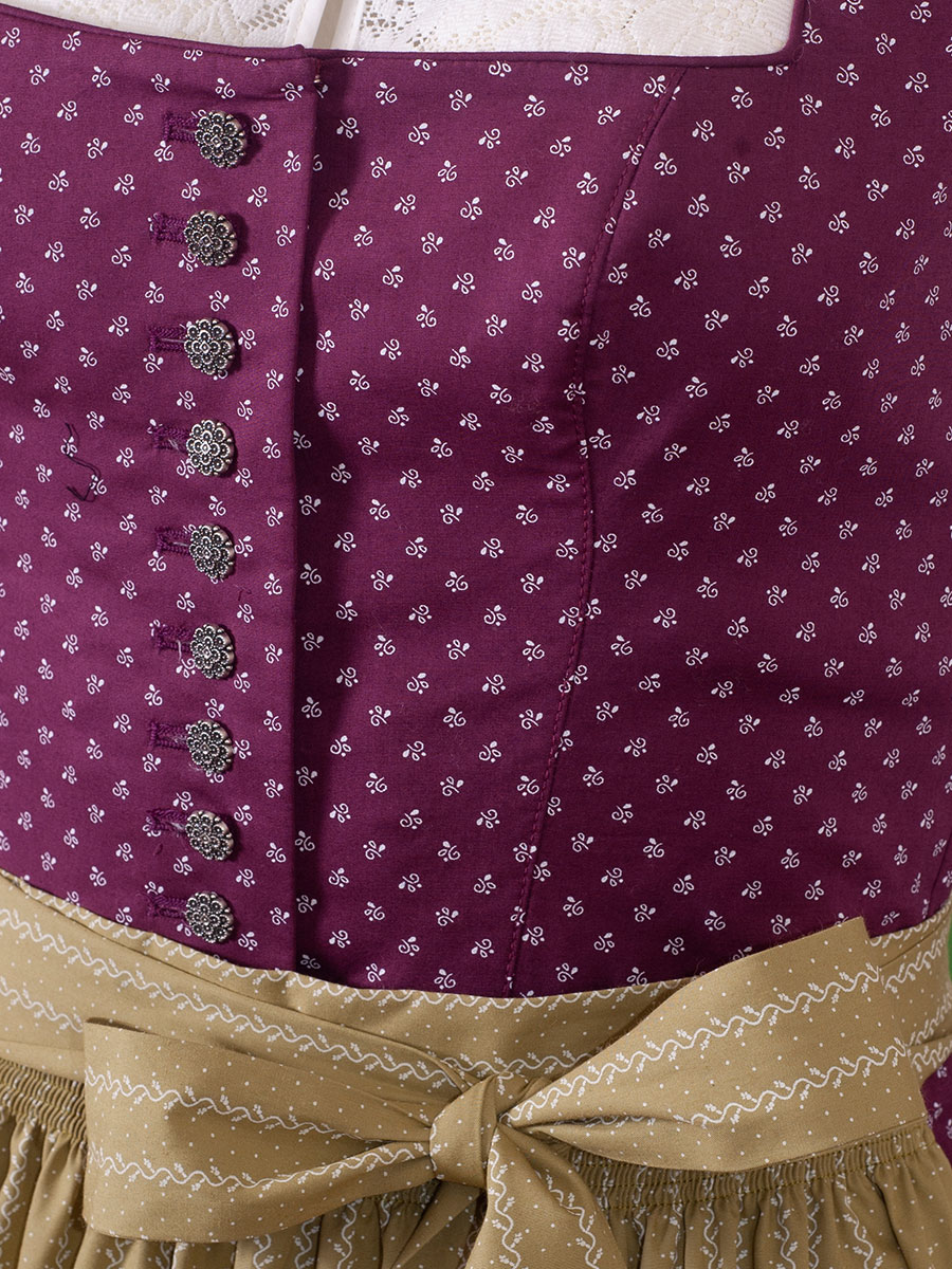 Wenger Herlinde Baumwolldirndl, weinrot-oliv, Stretch, 70cm #4