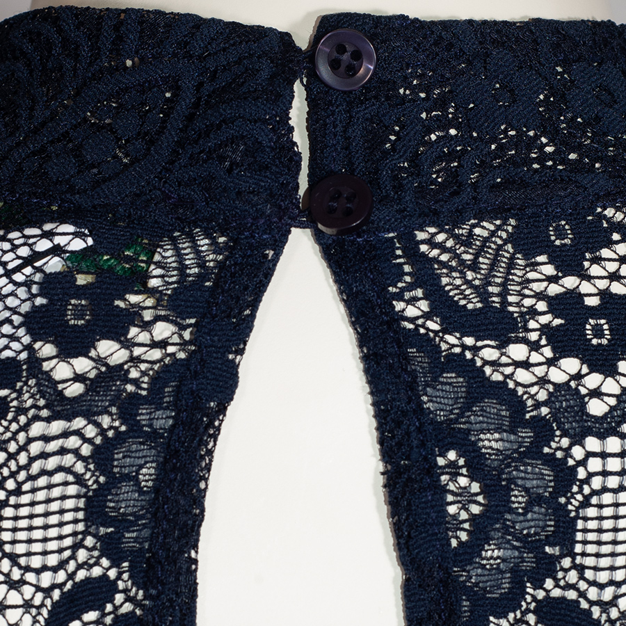 Hammerschmid Babsi Dirndlbluse, hochgeschlossen, Spitze, marine, 3/4-Arm #3