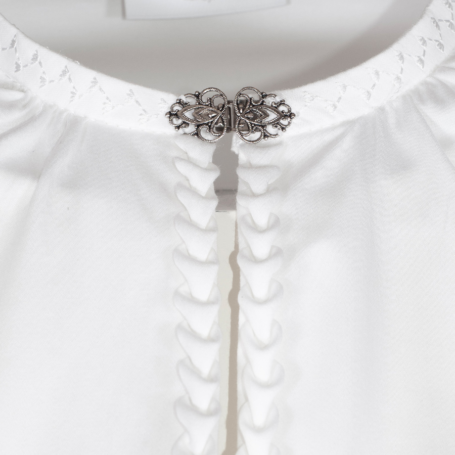Anno Domini Design Dirndlbluse Sabi, weiß, Flügelarme, Brosche #3