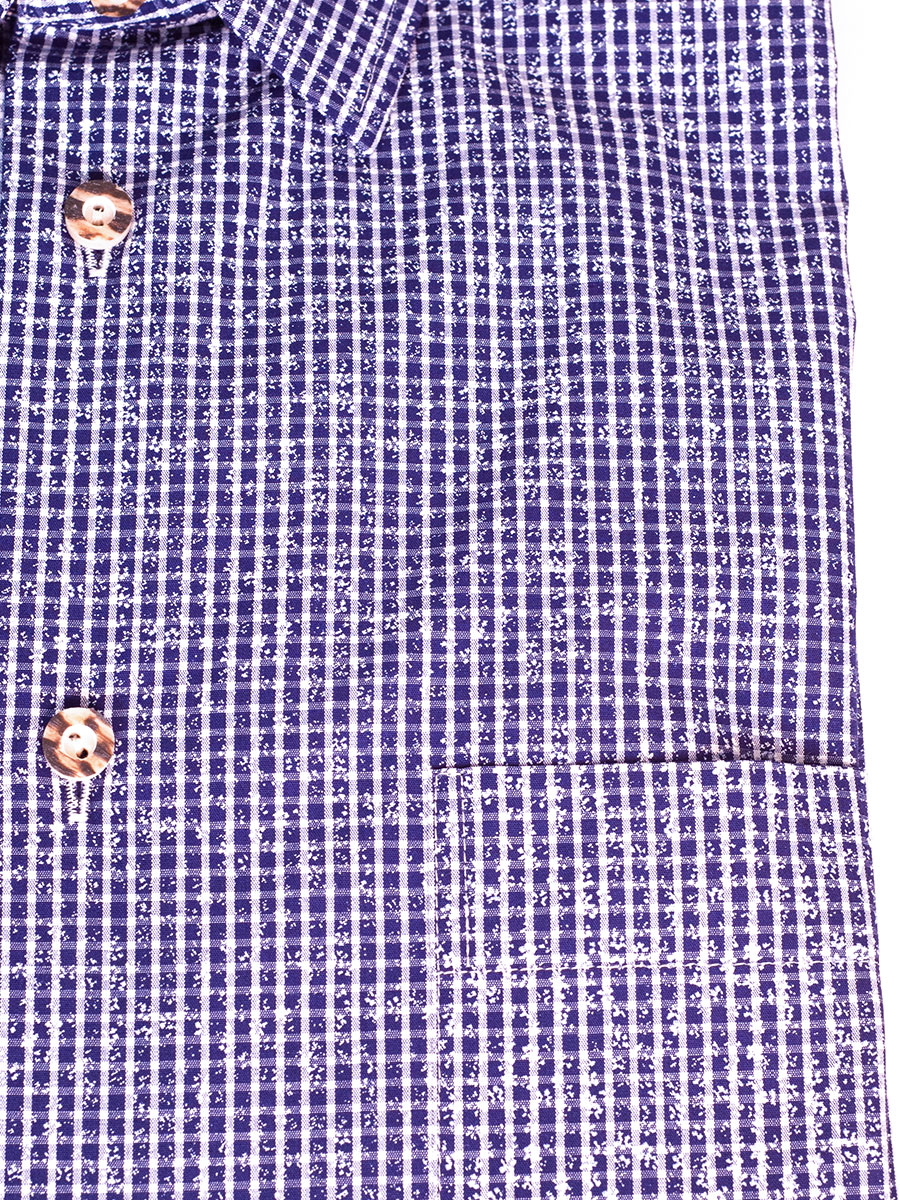 Waldorff Trachtenhemd marine-weiß kariert, Hirschhornknöpfe, Liegekragen #3