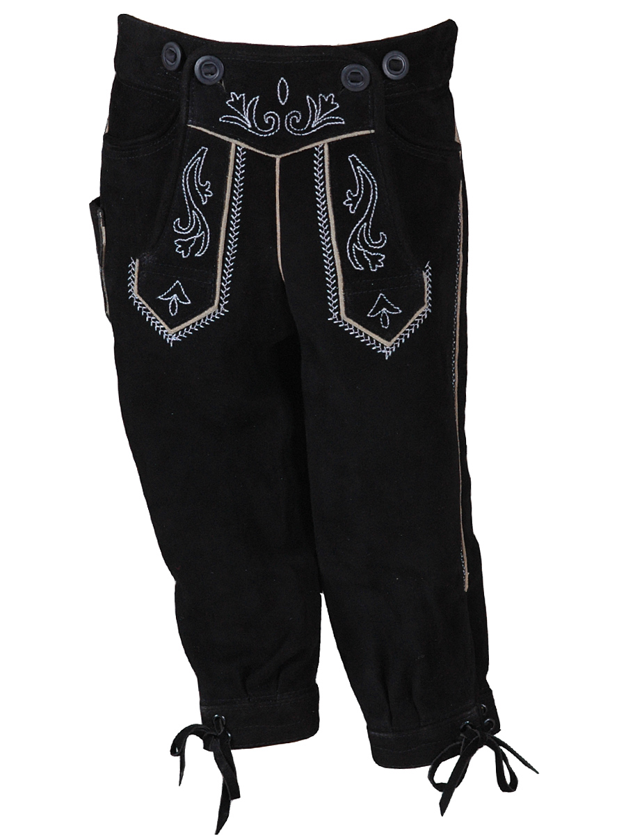 Kniebundlederhose Kinder Aibling Wildbock schwarz #1