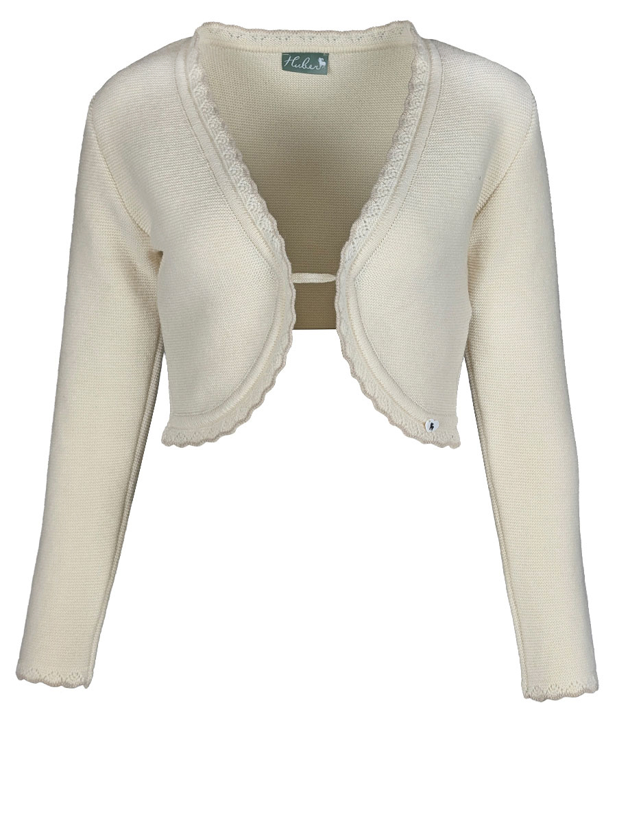 Huber Strick-Bolero Olga, creme, beige Einfassung #1