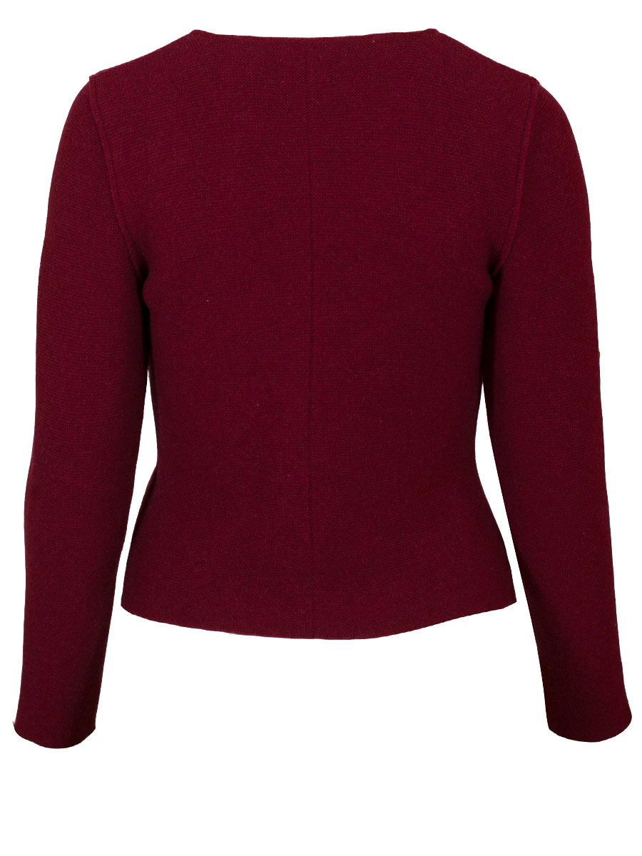 Heidi Strickjacke, bordeaux, Perlmuttknöpfe, glatt gestrickt, fein #4