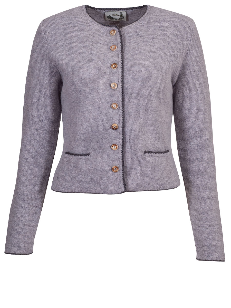 Astrifa Dirndlstrickjacke Finsing, hellgrau, dunkelgraue Einfassung #1