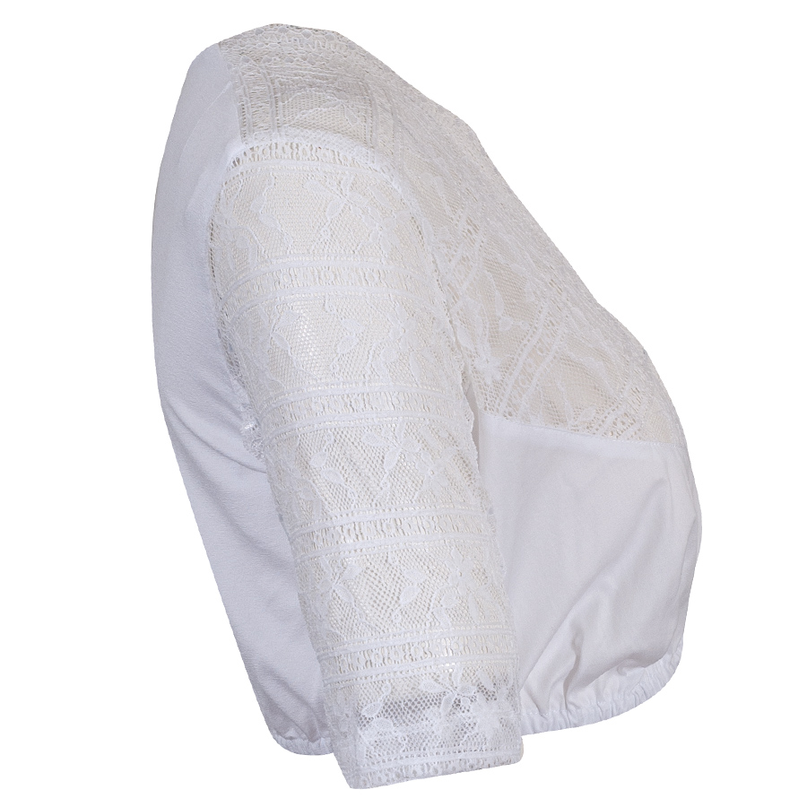 Wenger Anette Dirndlbluse, Kurzarm, weiß, V- Ausschnitt, Spitze #2