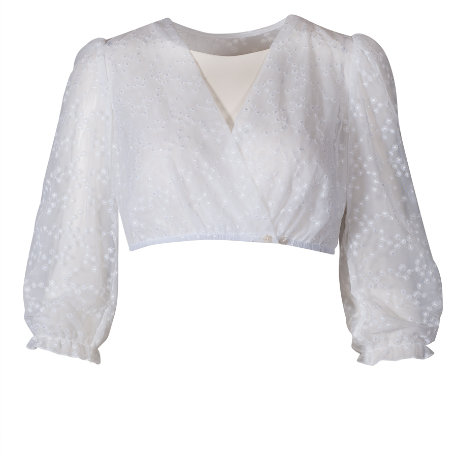 Waldorff Tüll-Dirndlbluse weiß, 3/4-Arm #1