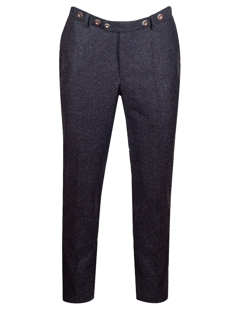 hausg'macht Lodenhose Wastl, anthrazit, mit grünem Paspol, elegant #1