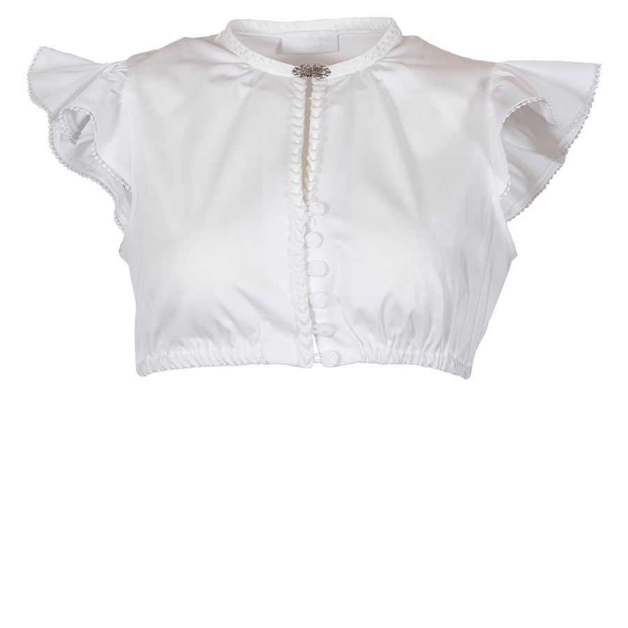 Anno Domini Design Dirndlbluse Sabi, weiß, Flügelarme, Brosche #1