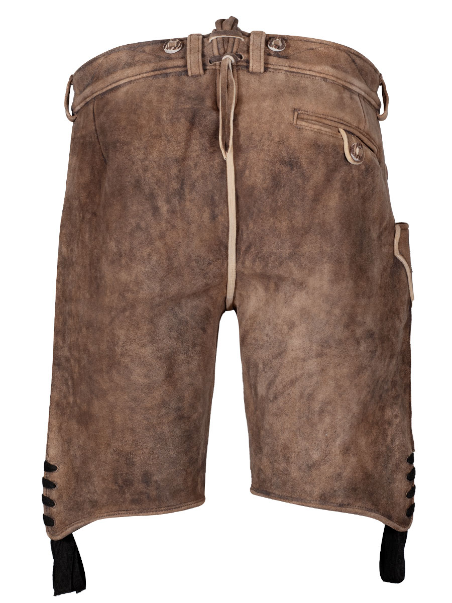 Kurze Lederhose Eiger, Hirsch sämisch, eibe, dunkelgrüne Blattstickerei, hochwertig #3