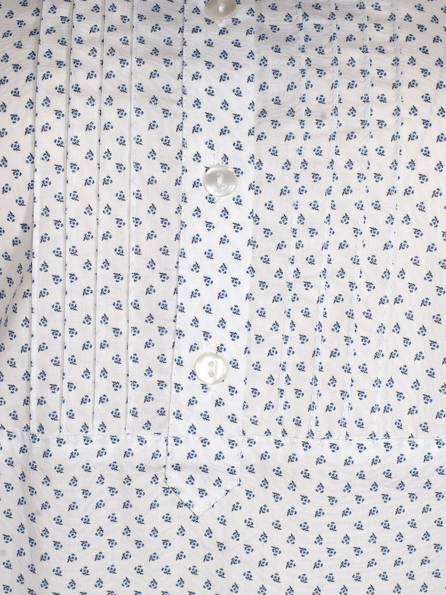 Hammerschmid Marie Langarmbluse, weiß, All-Over Print, blaue Blümchen #4