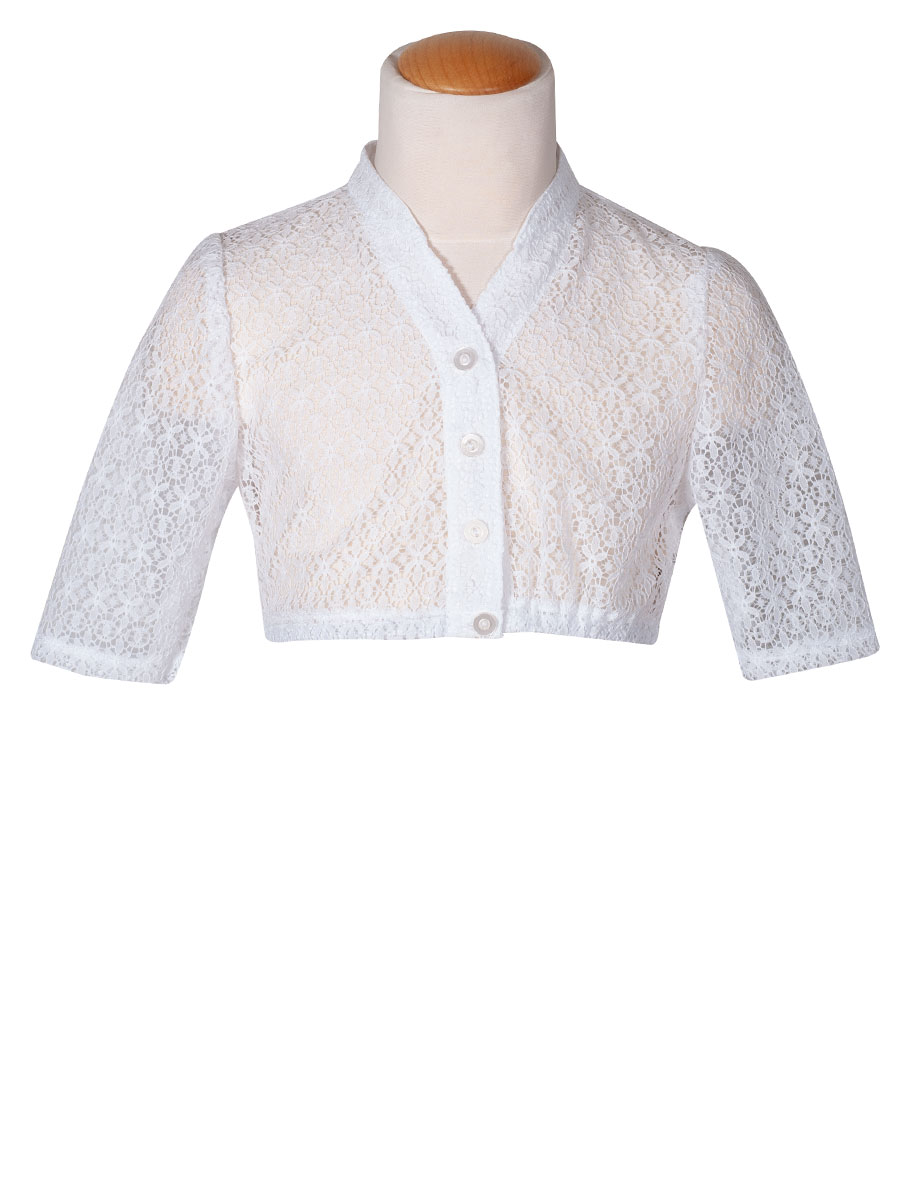 Ederer Dirndlbluse Mädchen Kurzarm, Spitze, weiß #1