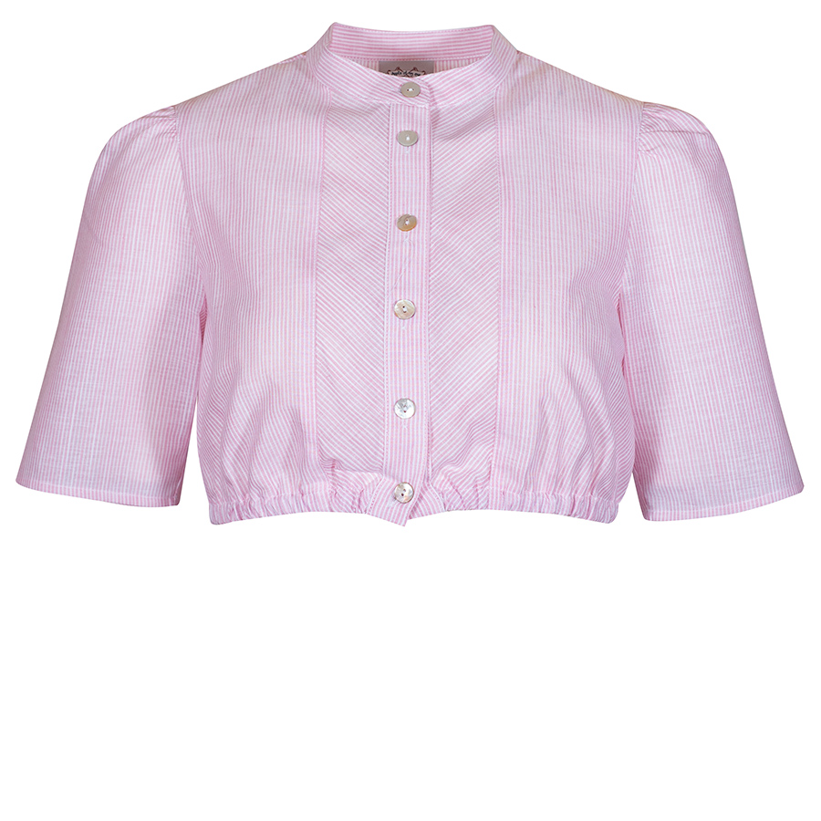 Berwin & Wolff Dirndlbluse, rosa, feingestreift, hochgeschlossen, Kurzarm #1