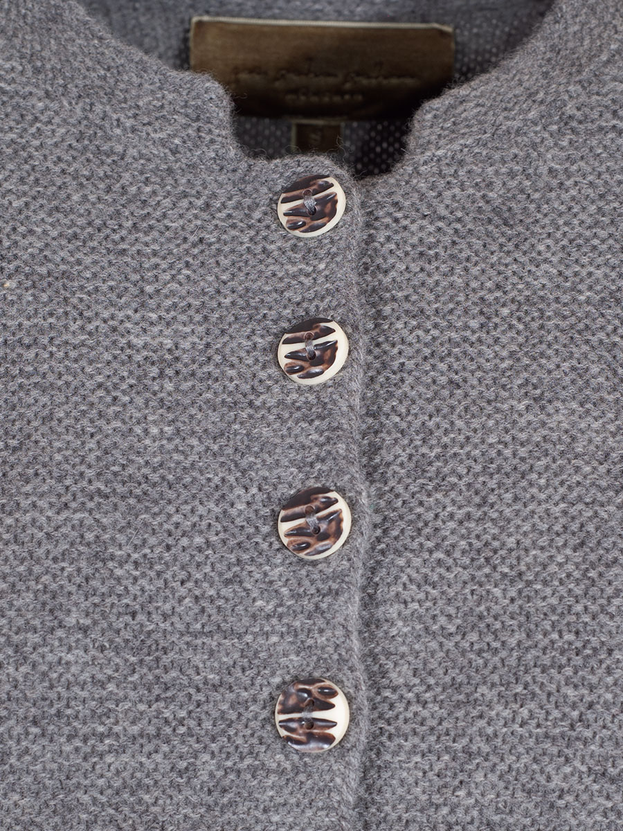 fei scho schee Strickjacke, grau, Einfassung in ecru, kurz #3