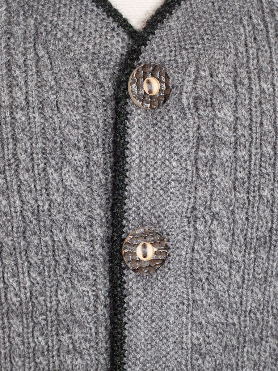 Hammerschmid Seeon Strickjacke, Jungen, hellgrau, grüne Einfassung #3