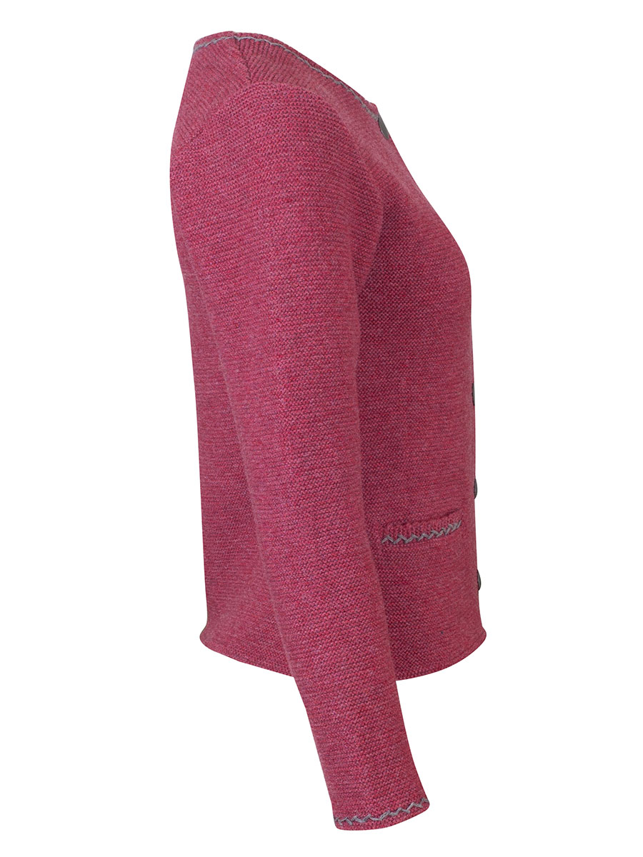 Boos Strickjacke rosa, graue Einfassung, silberne Knöpfe #2