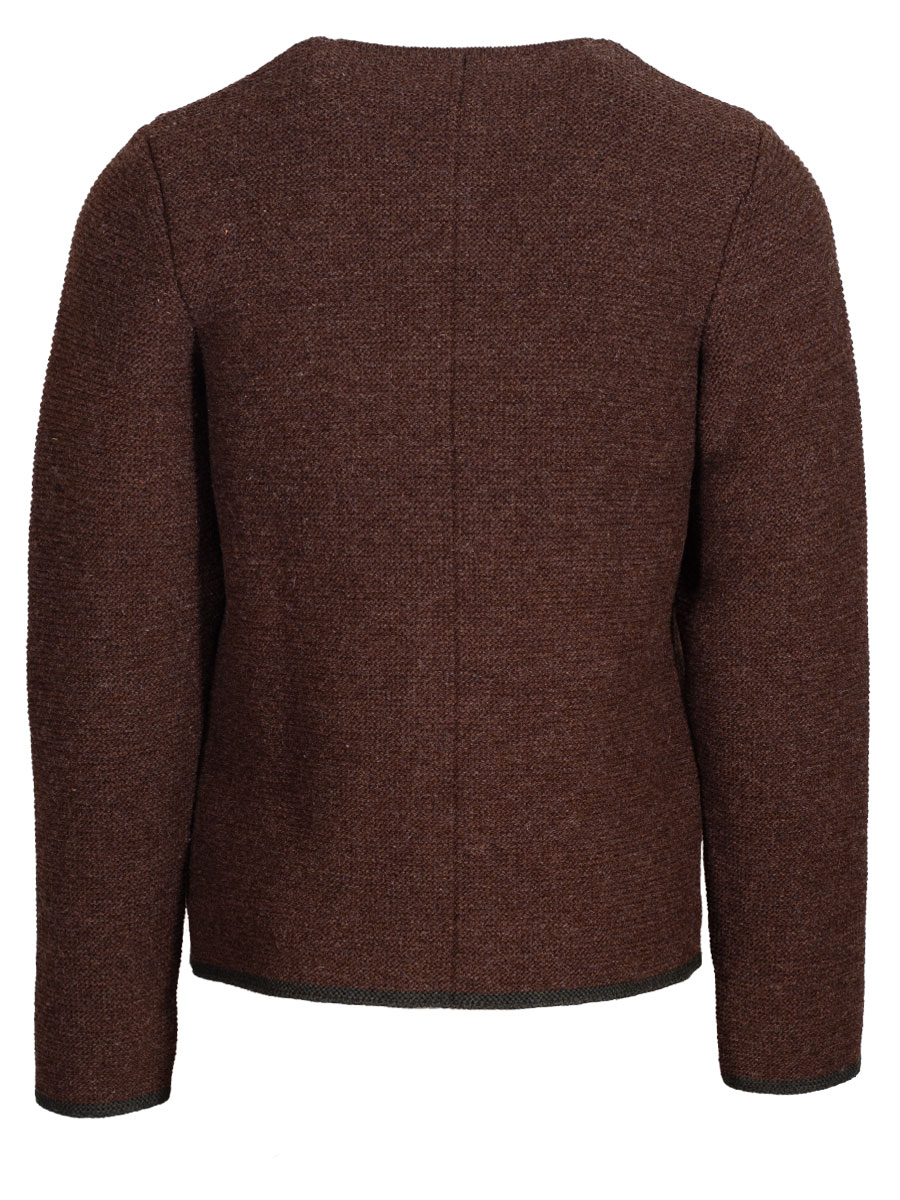 Huber Strickjacke Gerhard, dunkelbraun, grüne Einfassung, Hirschhornknöpfe #2